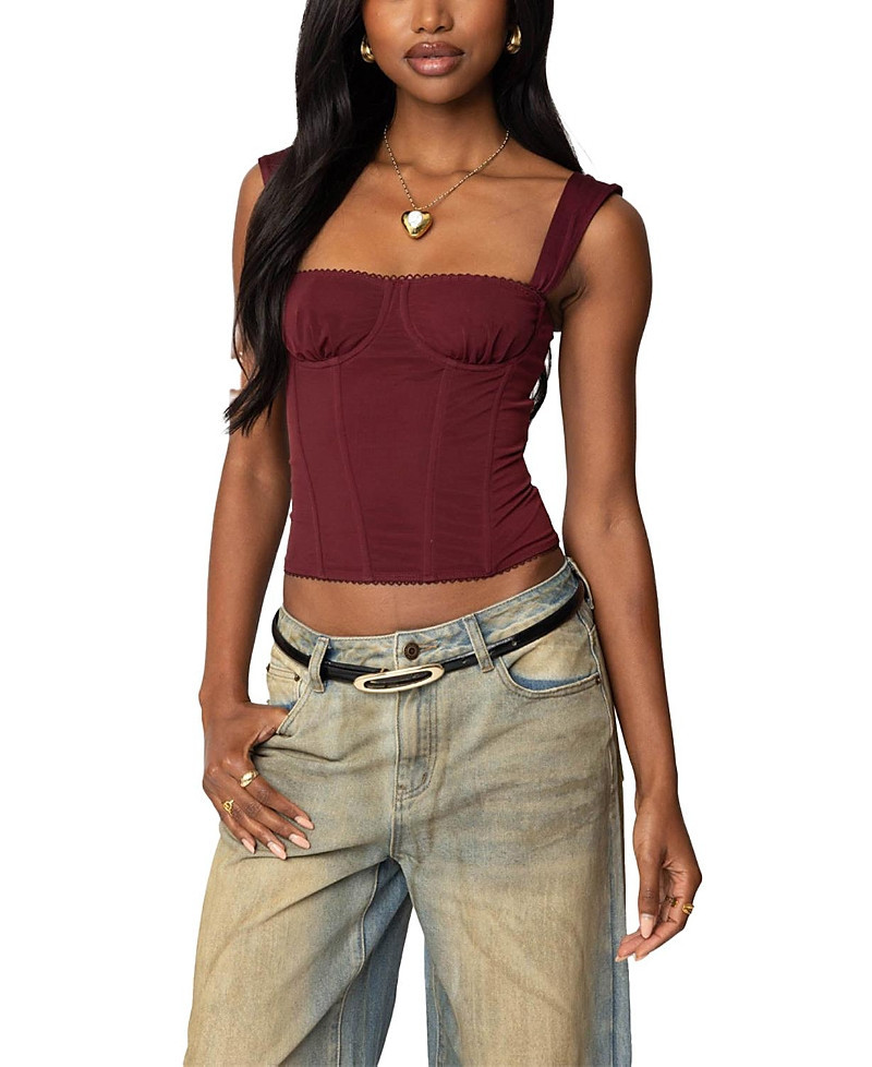 Edikted Marcella Wide Strap Mesh Corset | Bloomingdale's (US)