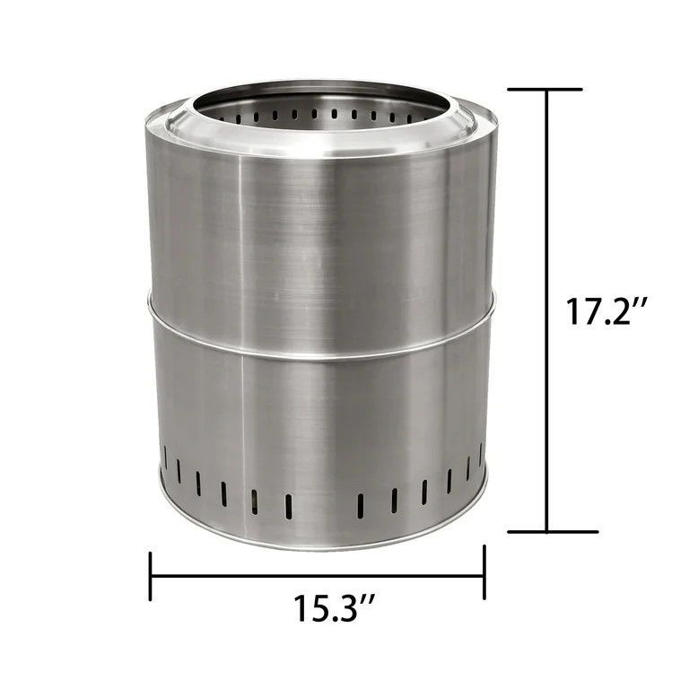 Ozark Trail 15" Collapsible Stainless Steel Smokeless Wood-Burning Camp Fire Pit with Carry Bag | Walmart (US)