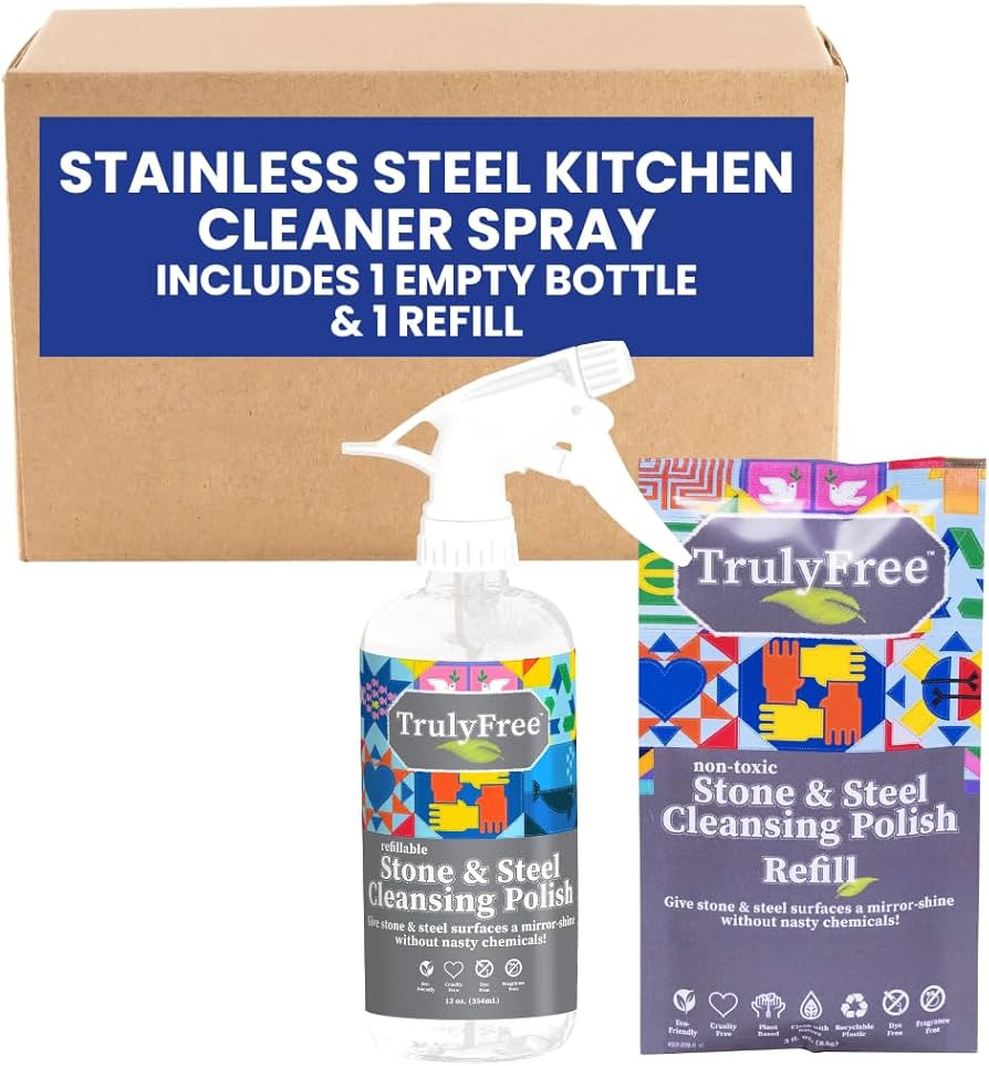Truly Free Stone & Steel Cleansing Polish Starter Kit - Quartz, Marble, Granite, Stone Countertop... | Amazon (US)