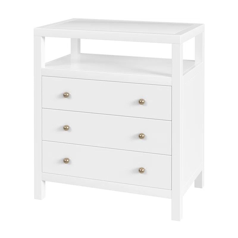 Celine 27 in. W Rectangular Wood 3 Drawer Tall Nightstand with Open Shelf on Top | Wayfair North America