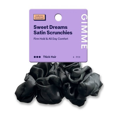 Gimme Beauty Sweet Dreams Satin Scrunchies for Thick Hair - Black - 4ct | Target