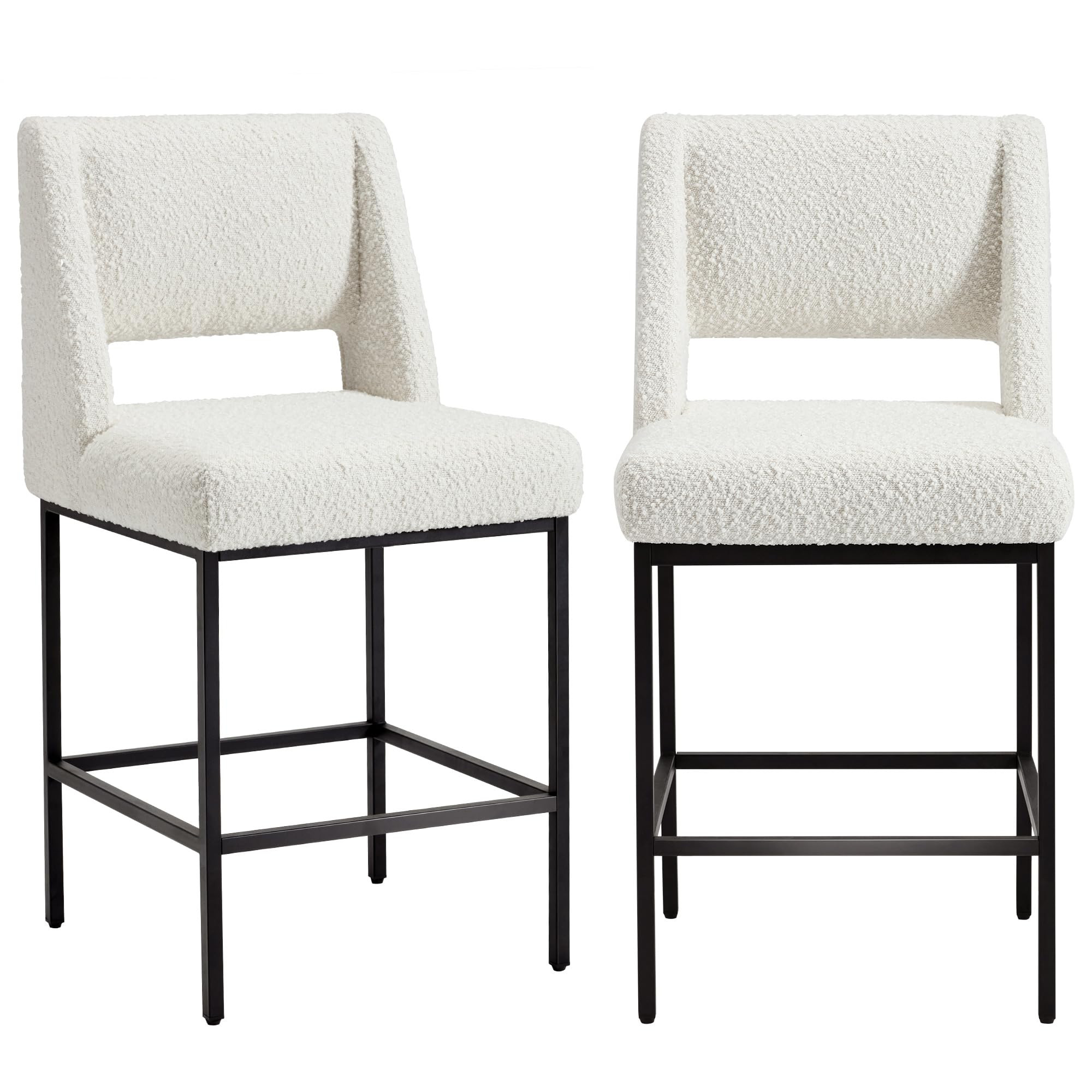 Zesthouse Counter Height Stools Set of 2, Upholstered Boucle Fabric Barstools with Backs, 26" Mod... | Amazon (US)