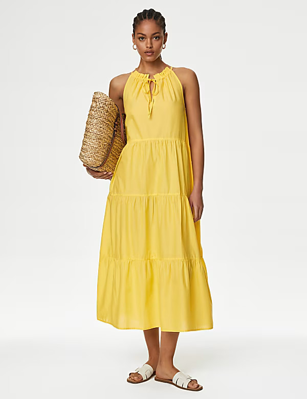 Pure Cotton High Neck Midaxi Beach Dress | Marks and Spencer US