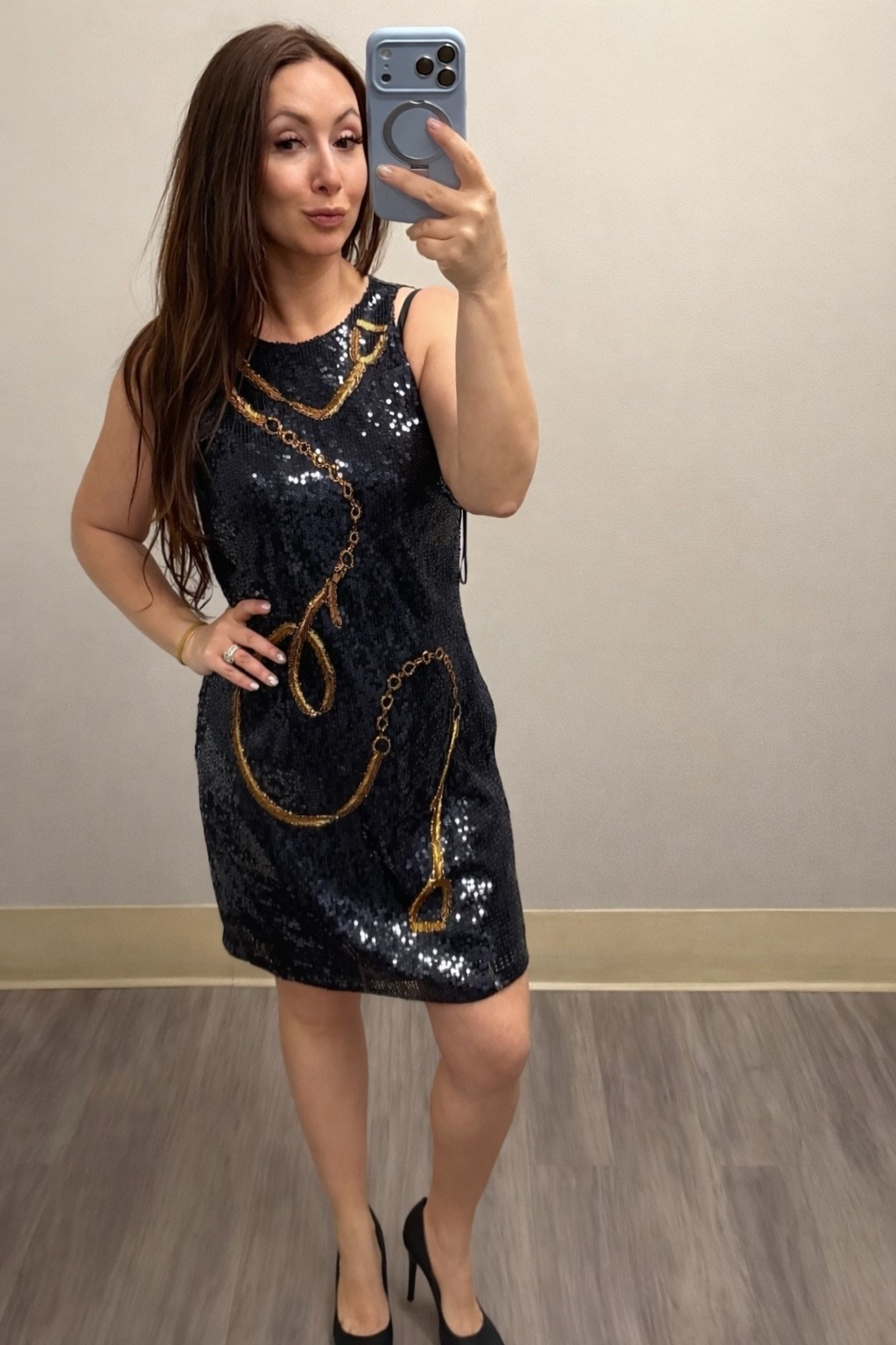 Obsessed 🤍 This Ralph Lauren sequin dress is the perfect mix of chic and glam with the most flattering fit ✨ And it’s currently 65% off 🙌 Such a steal for a designer piece! @Macys 

#LTKOver40 #LTKMidsize #LTKSaleAlert