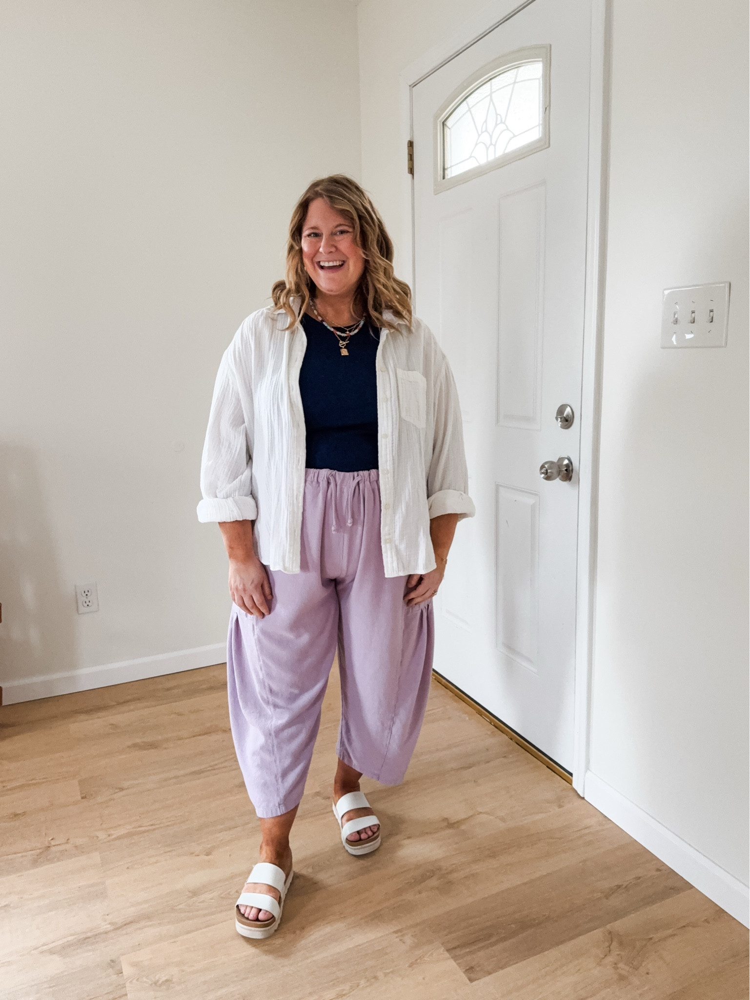 Wearing a large in my linen pants.  My tank is sold out in this color so linked similar.  Also linked similar gauze button downs  

#LTKSeasonal #LTKMidsize #LTKBump