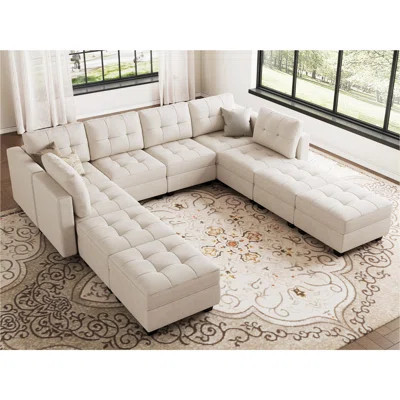 Soneson 116.6'' W Large Upholstered Velvet Movable Modular Sofa Bed with Storage | Wayfair North America