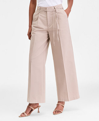 Women's Cotton Blend High-Rise Wide-Leg Pants, Macy's Exclusive | Macy's
