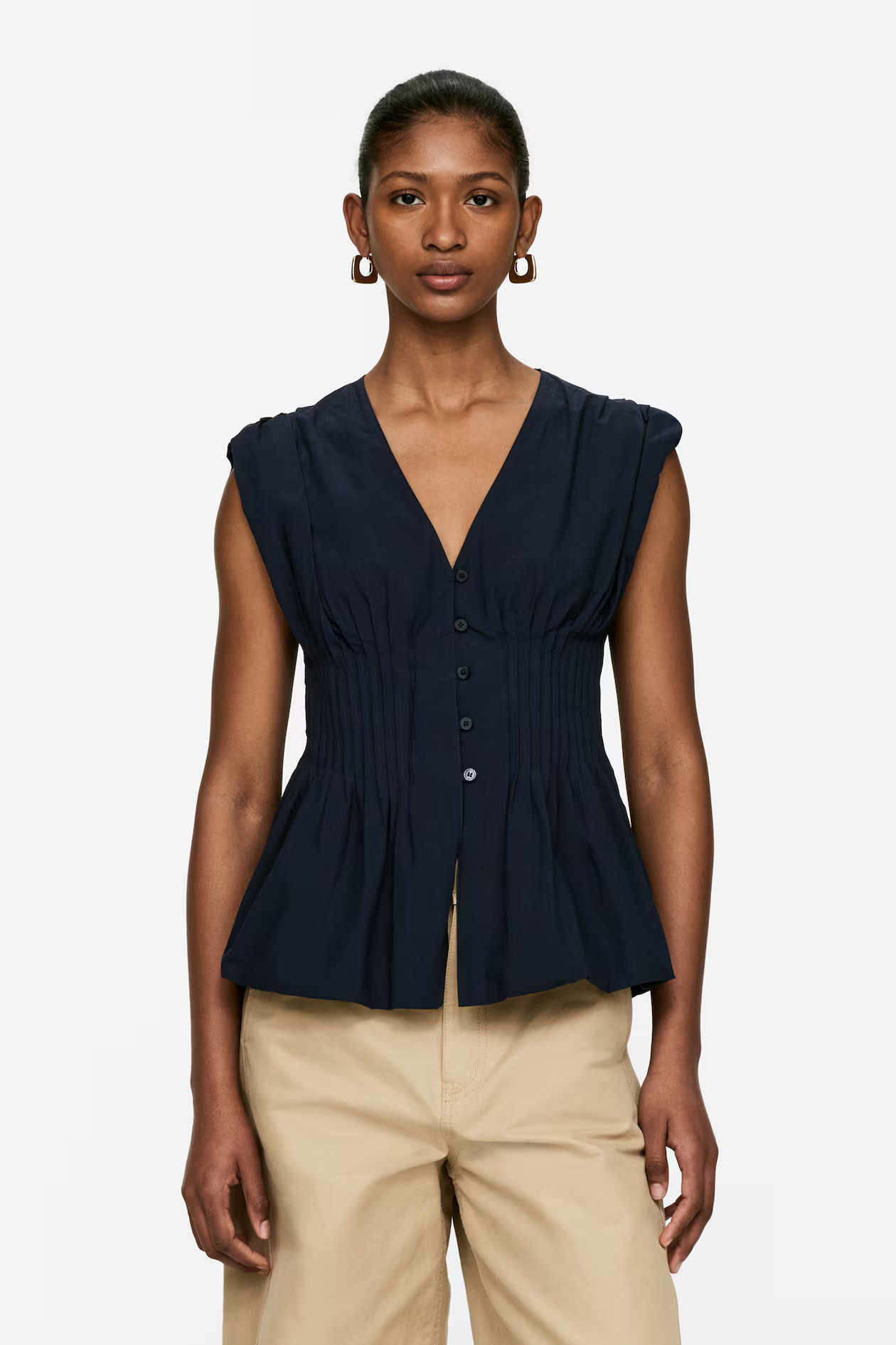 Bubble-Hem Pintuck Top | H&M (UK, MY, IN, SG, PH, TW, HK)