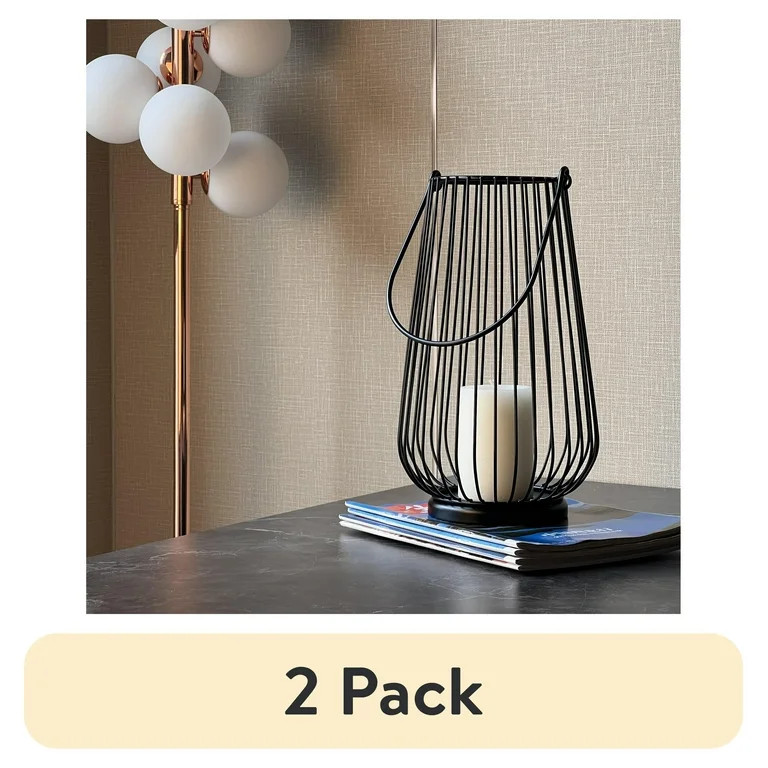(2 pack) Mainstays Black Metal Wire Candleholder Lantern, 12", Large - Walmart.com | Walmart (US)
