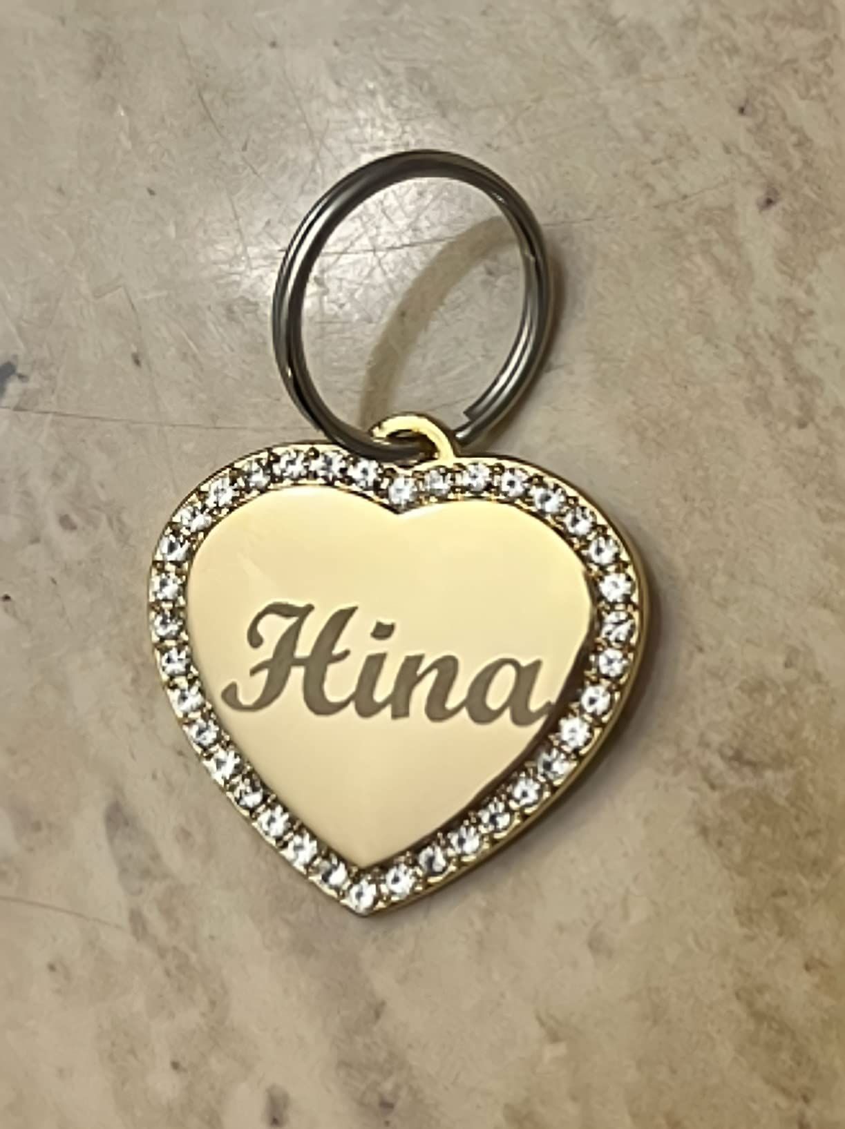 Custom Engraved Personalized Gold-Plated Medium Heart Rhinestones Pet Jewelry Cat Dog ID Tag for ... | Amazon (US)