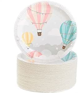 Amazon.com: Sparkle and Bash Baby Shower Paper Plates, Hot Air Balloon, 80 Pack, 7 in : Toys & Ga... | Amazon (US)