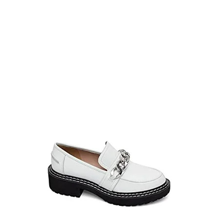 Elsie - Women s Built Up Lug Sole Slip On Loafers with Chunky Metal Chain Detail Winter White Tumble | Walmart (US)
