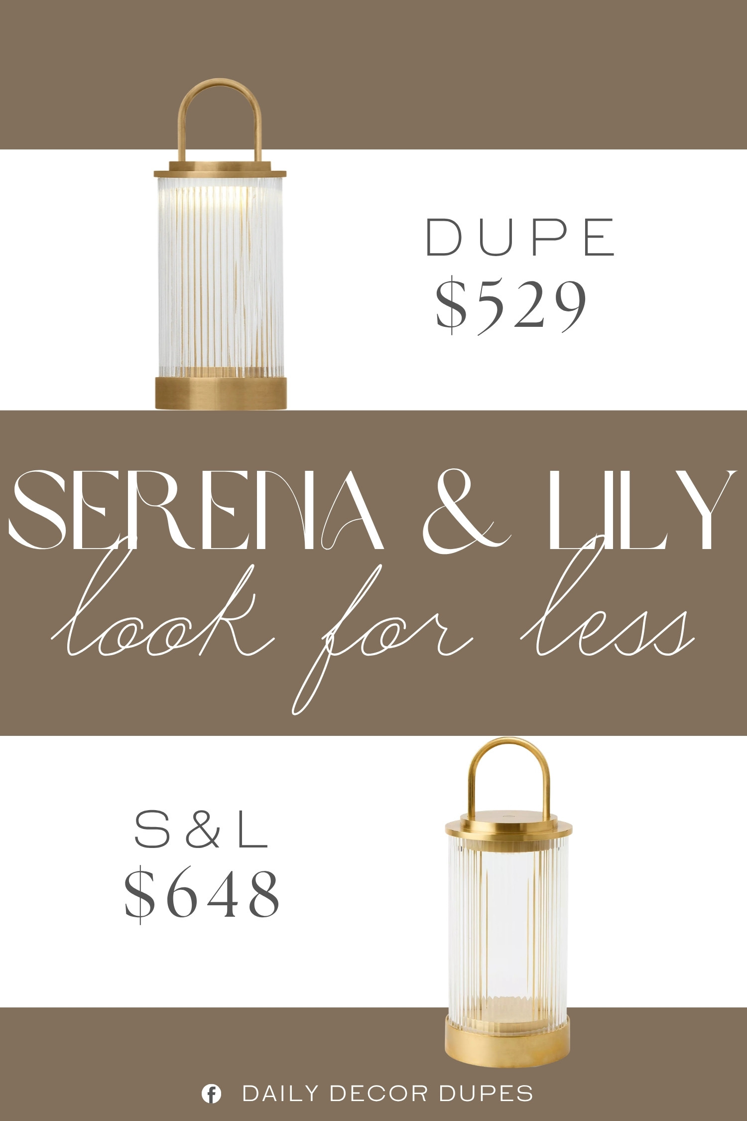 The Serena & Lily Cadiz Rechargeable Lantern brings together a warm brass finish, delicate glass detailing, and a convenient cordless design that makes it easy to add a soft glow wherever it is needed. This rechargeable lantern is perfect for a dining table, outdoor patio, entryway, bedside table, or cozy entertaining setup, especially when you want beautiful lighting without a visible cord. At around $529 compared with the $648 designer version shown, this look adds an elegant coastal touch while staying versatile enough to move from room to room. 🏡🕯️✨

Home more affordable option find similar look for less budget friendly affordable cheap cheaper beautiful pretty. Clearance sale coupon code discount code promo code luxury Inspo inspiration inspired by idea ideas Love like these? I share multiple every day in my FB group.
#SerenaAndLilyInspired #Lantern #RechargeableLantern #PortableLighting #CordlessLamp #BrassLantern #CoastalHomeDecor #TableLighting #OutdoorLantern 

 #LTKHome