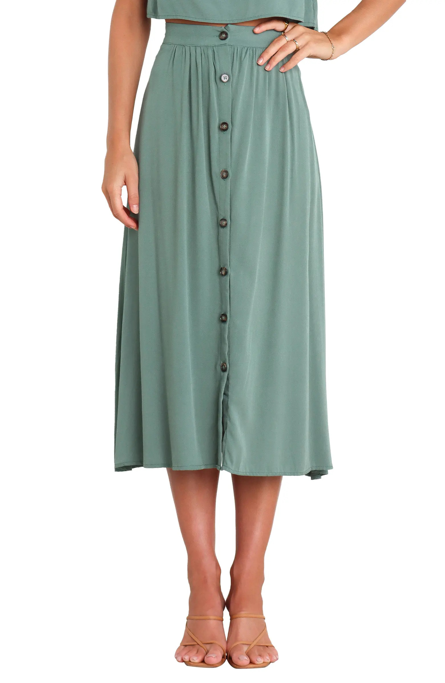 Ava Button Front Midi Skirt | Nordstrom