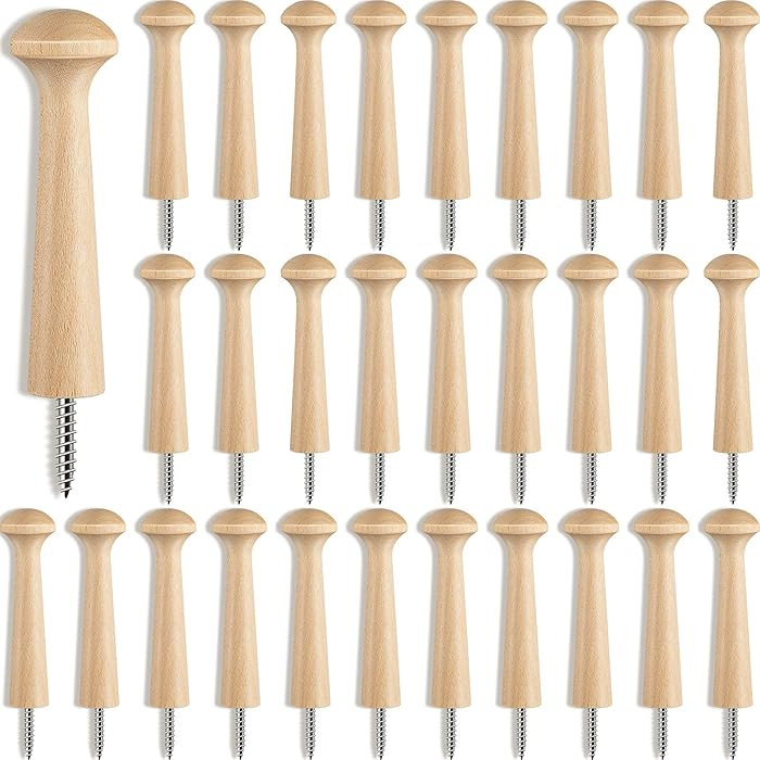 30 Pieces Wooden Shaker Peg Screw-on Pegs 3.62 Inch Long Unfinished Wood Shaker Racks for Hanging... | Amazon (US)