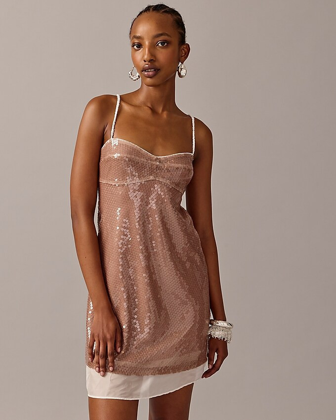 Limited-edition Anna October© X J.Crew layered sequin slip dress | J. Crew US
