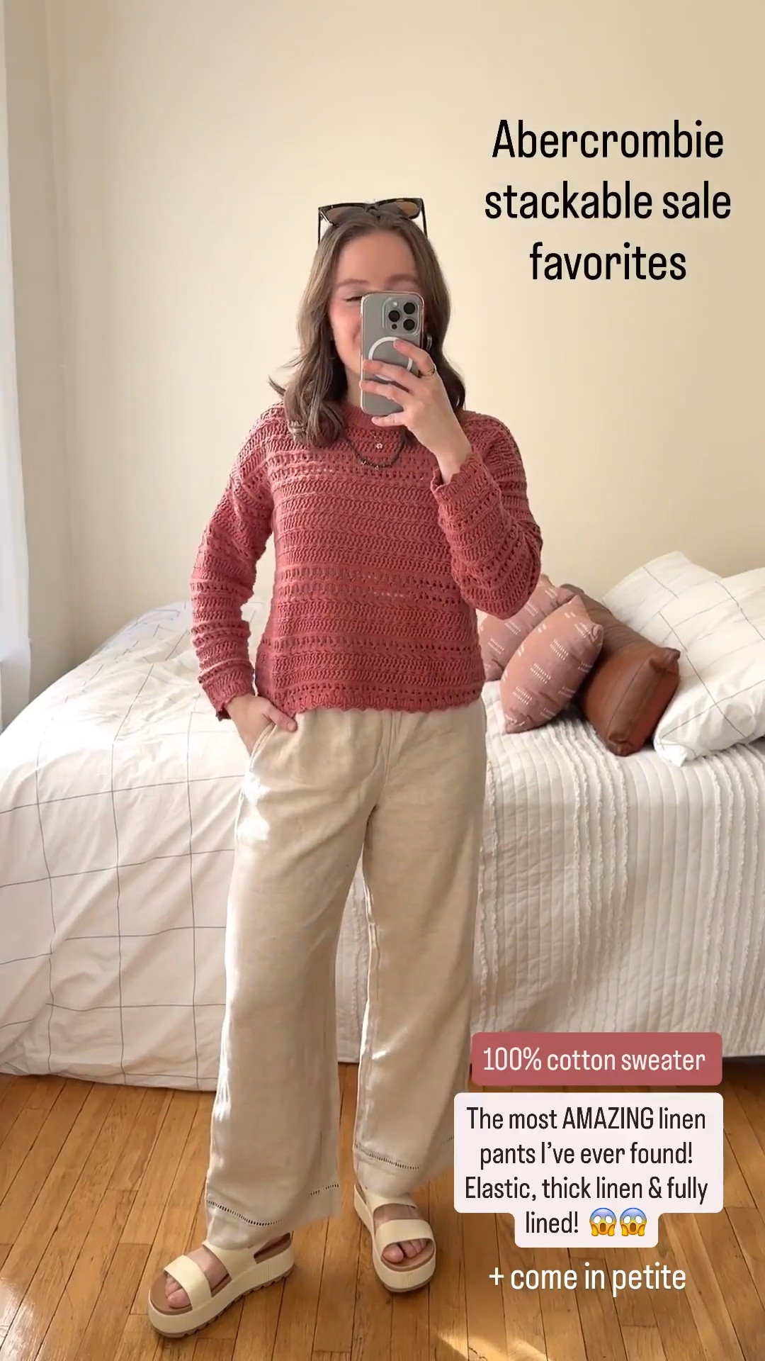 Abercrombie stackable sale outfit code AFKATHLEEN 
Xs Cotton sweatshirt & the BEST linen pants I’ve ever seen! Elastic waist, fully lined & come in short! Wearing xs short I’m 5ft 2 117 lbs

#LTKPetite #LTKSaleAlert