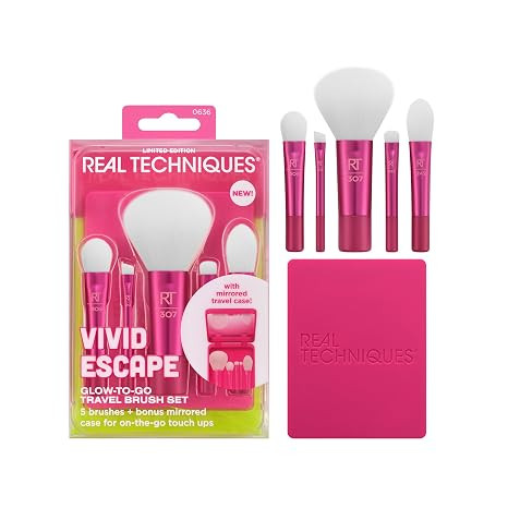 Real Techniques Vivid Escape Glow-To-Go Travel Makeup Brush 6 Piece Set, Mini Size Makeup Brushes... | Amazon (US)