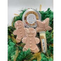 Gingerbread Holiday Gift Set - 1 Lotion Bar, 3 Bath Bombs & Creme Brulee Lip Balm & Body Products Christmas Stocking Stuffer | Etsy (US)