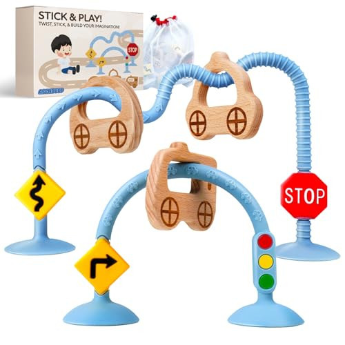 Baby Suction Cup Sensory Toy - Baby Toys for High Chairs, Airplane Travel, Bathtub, Restaurant, Montessori Interactive Silicone Teething Toys for Infants and Toddlers, Enhance Fine Motor Skills | Amazon (US)