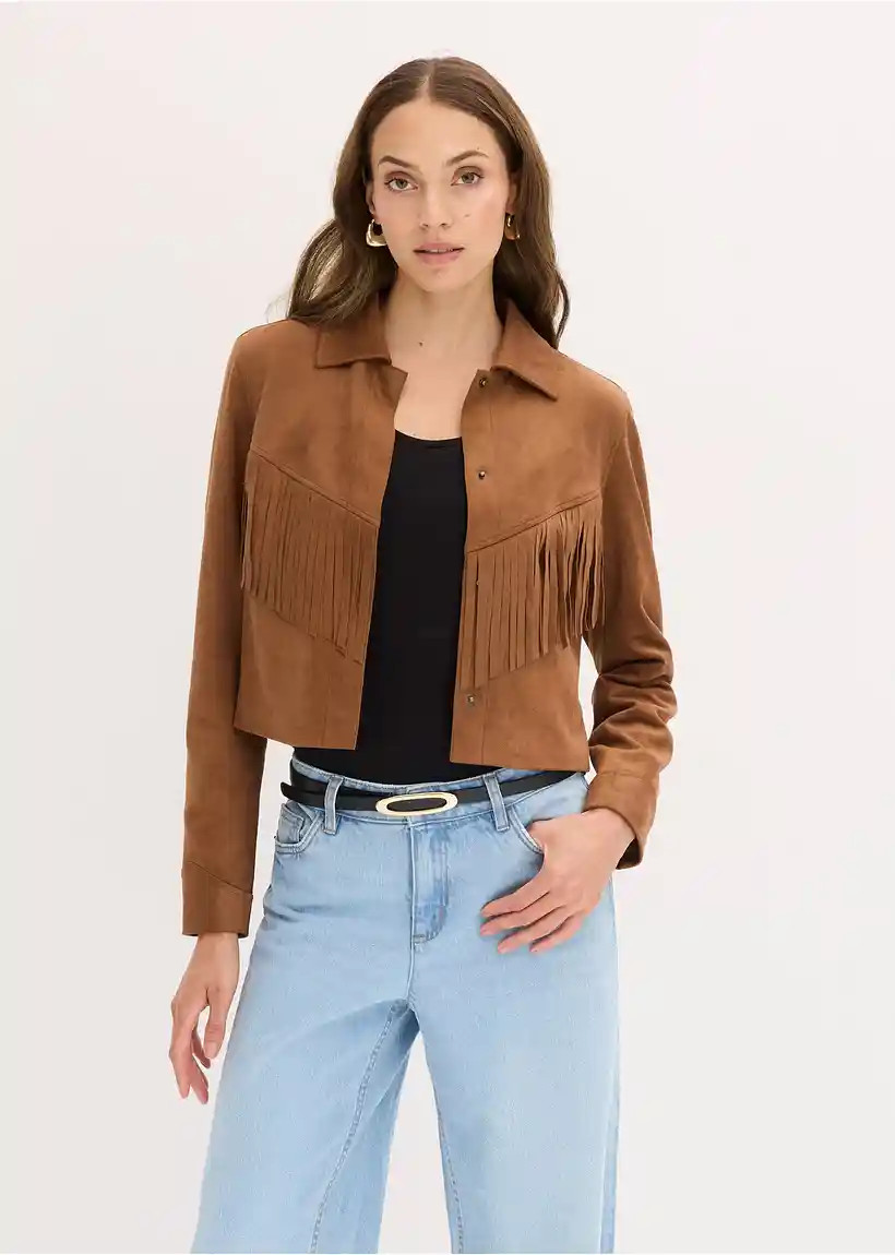 Fransen-Jacke in Wildleder-Optik | Bonprix DE