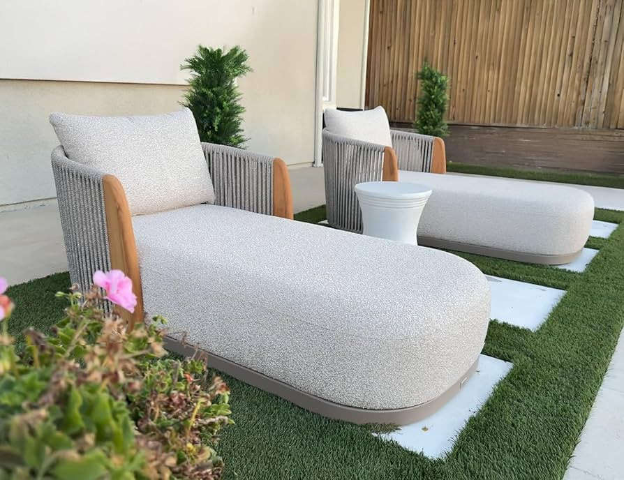 PURPLE LEAF Olefin Patio Chaise Lounge Chair Outdoor Set of 2, Upholstered Pool Lounge Chairs for... | Amazon (US)