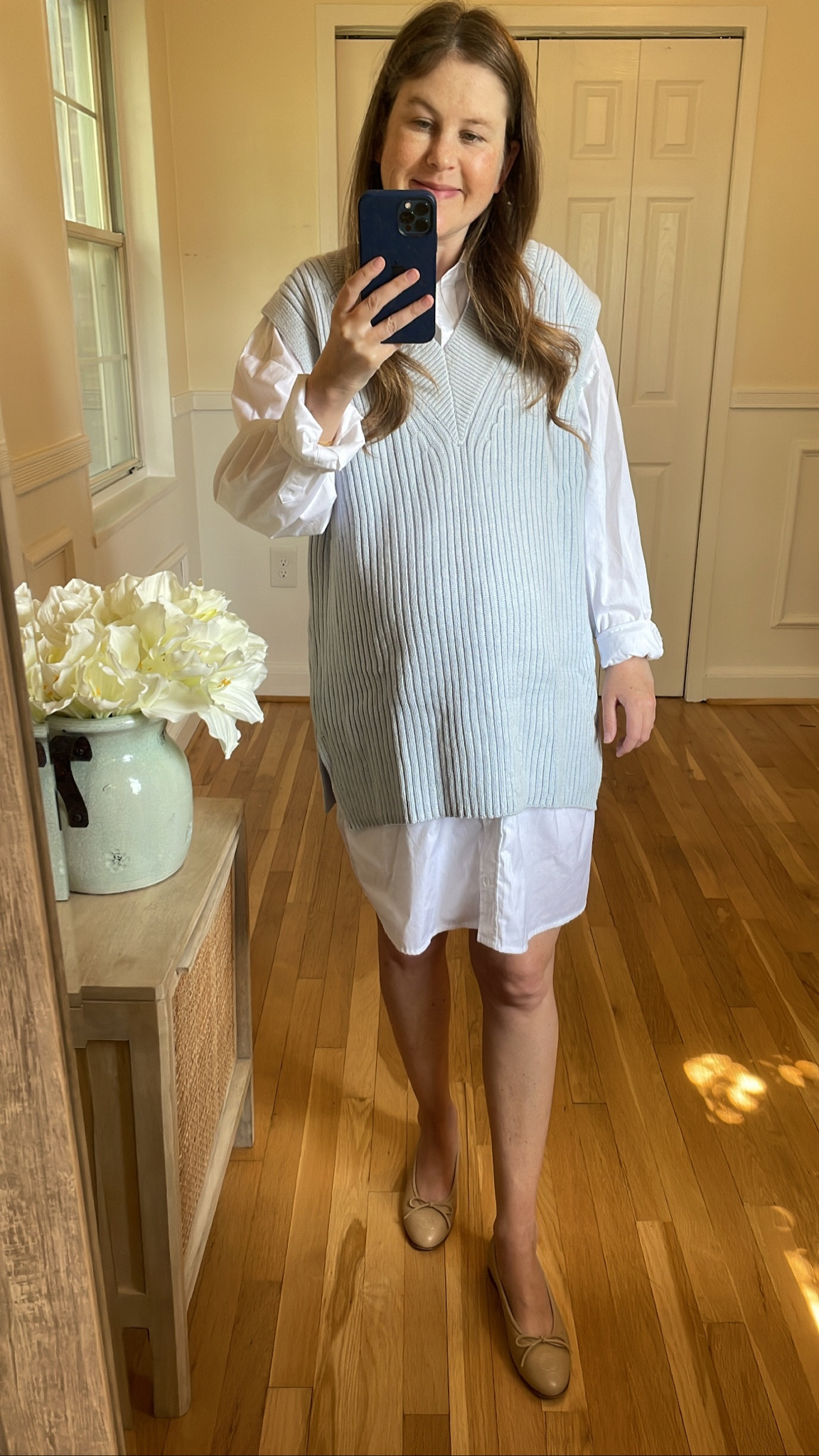 This light blue sweater vest is perfect for wearing over a shirt dress or with jeans. I’m wearing a size small, and it will work now and after the baby is here. Fit is oversized. 

Fall fashion, fall outfit, shirt dress, sweater vest

#LTKbump #LTKSeasonal #LTKunder50