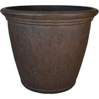 Sunnydaze Decor 24 in. Rust Anjelica Resin Outdoor Flower Pot Planter Single DG-844 - The Home De... | The Home Depot