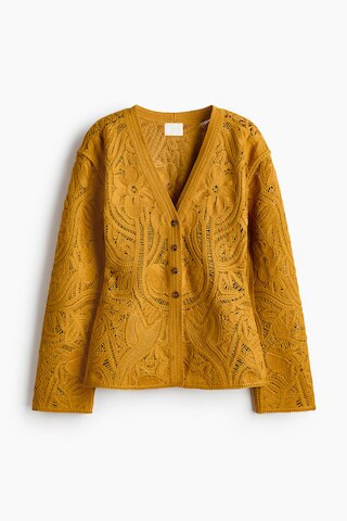 H & M - Crochet-Look Cardigan - Yellow | H&M (US + CA)