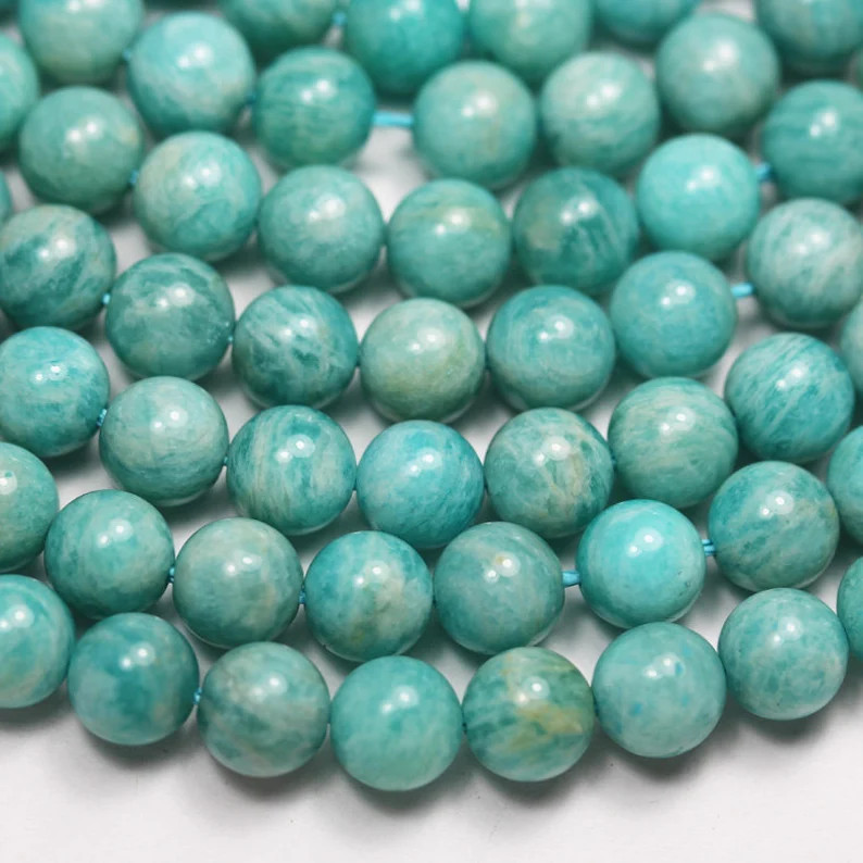 Amazonite, 8mm Round Aqua Blue Gemstone Strand, Full strand 15.5inch , about 50 beads , 1mm hole-... | Etsy (CAD)