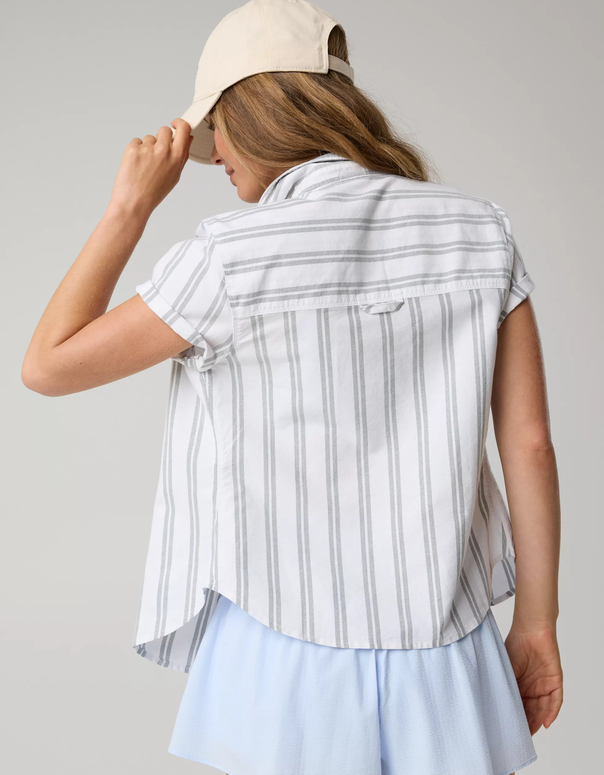 OFFLINE By Aerie Oxford Slim Short Sleeve Button Up Shirt | Aerie