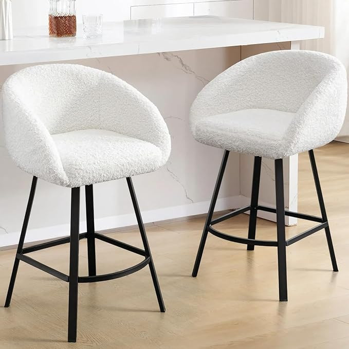 Zesthouse Swivel Counter Height Stools Set of 2, Modern Bar Stools for Kitchen Island, 26'' White... | Amazon (US)