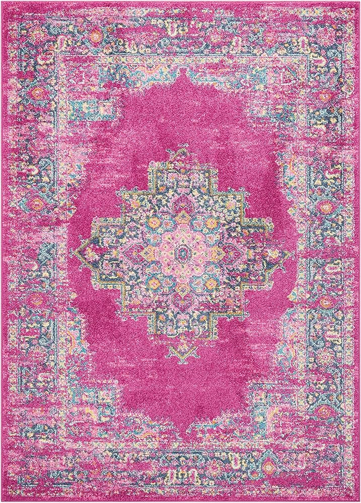 Nourison Passion Fuchsia 8' x 10' Area-Rug, Boho, Traditional, Easy-Cleaning, Non Shedding, Bed R... | Amazon (US)