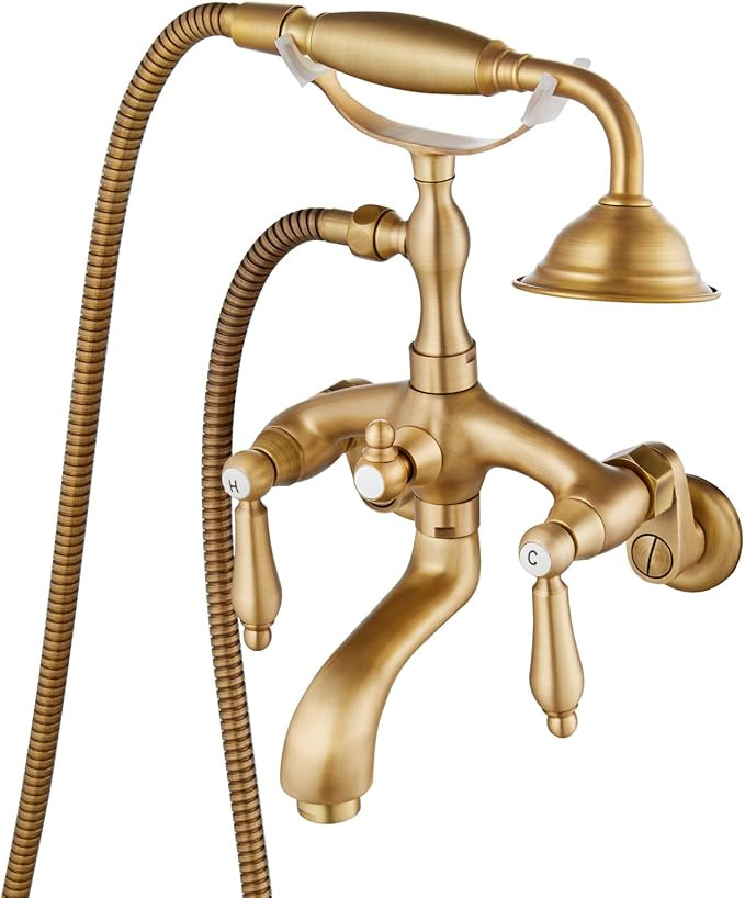 gotonovo Wall Mount 3 3/8 Clawfoot Tub Faucet for Bathtub with Hand Held Shower Sprayer Double Le... | Amazon (US)