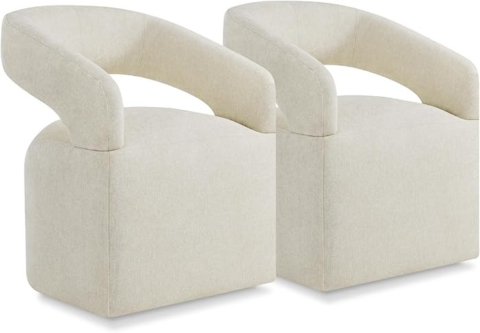 KISLOT Upholstered Dining Chairs with Casters Easy Assembly Require Modern Barrel Armchair with R... | Amazon (US)