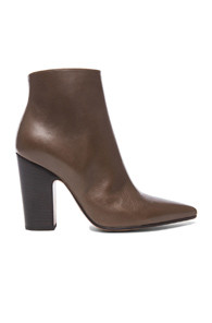 Maison Margiela Brushed Effect Pointed Toe Leather Booties in Brown | FWRD 
