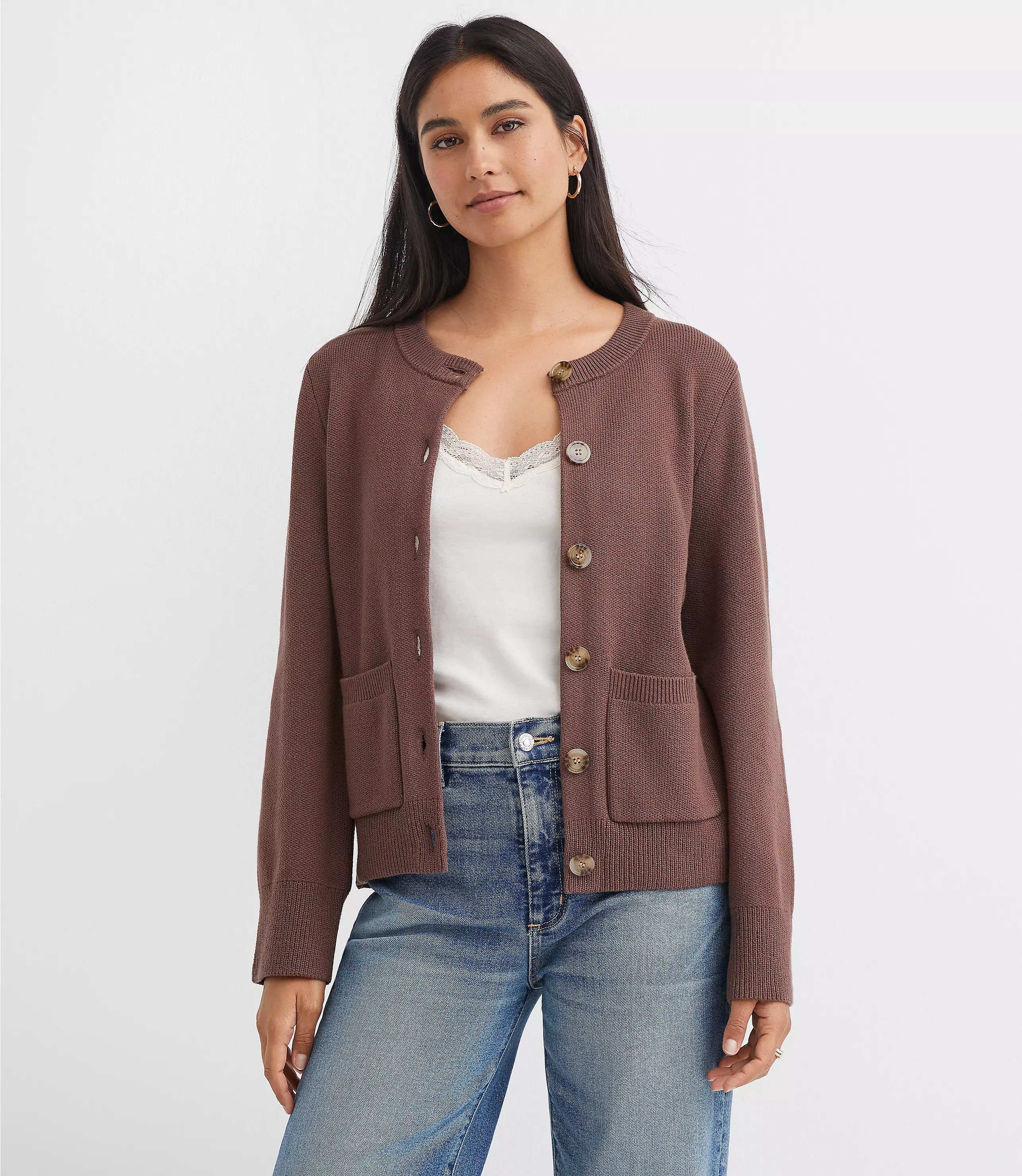 Waisted Patch Pocket Cardigan | LOFT