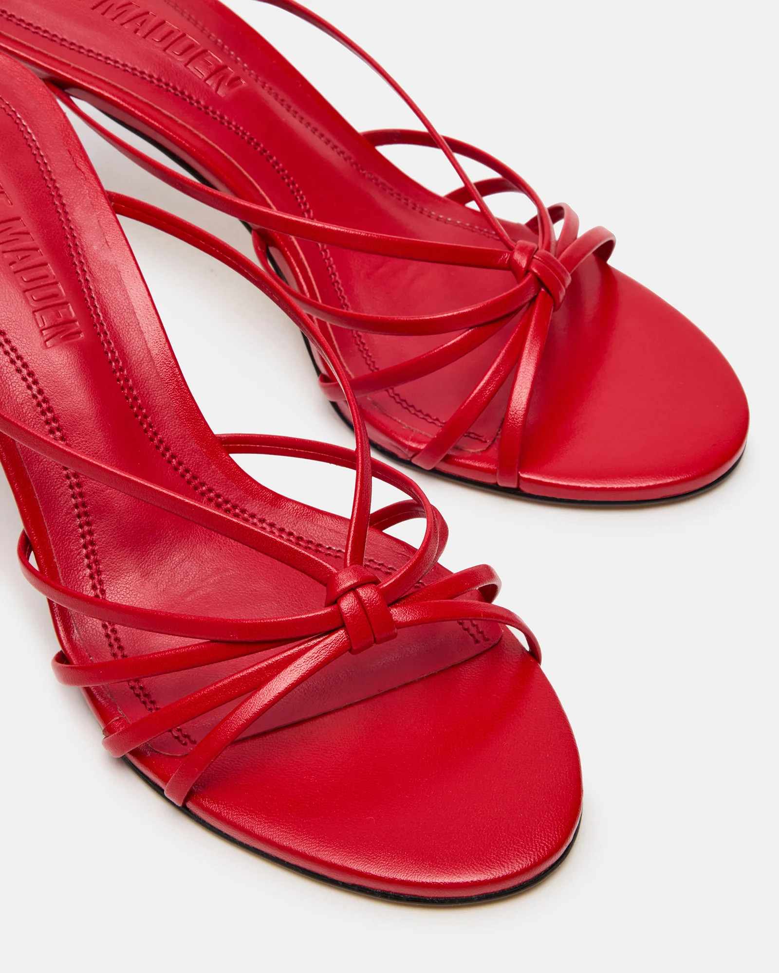 EDNA Red Leather Strappy Mule Women's Heel | Steve Madden (US)