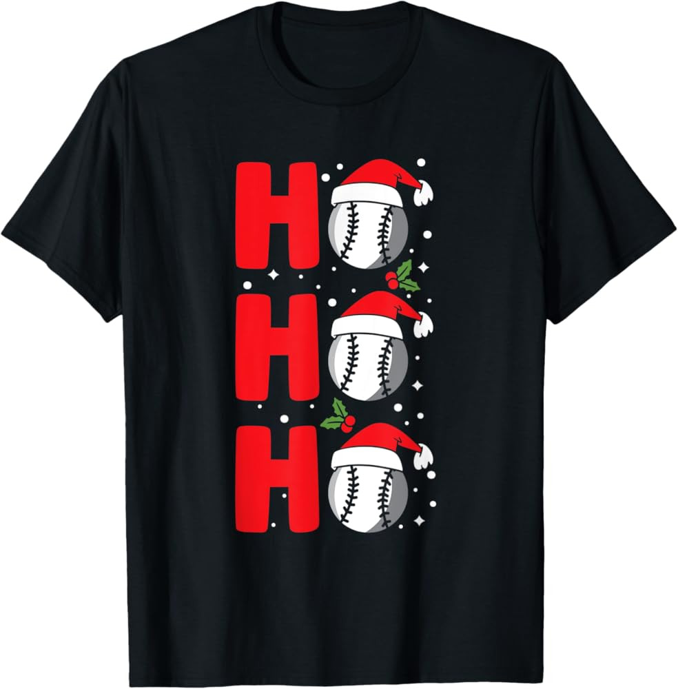Christmas Ho-Ho-Ho Santa Reindeer Baseball Pajama T-Shirt | Amazon (US)