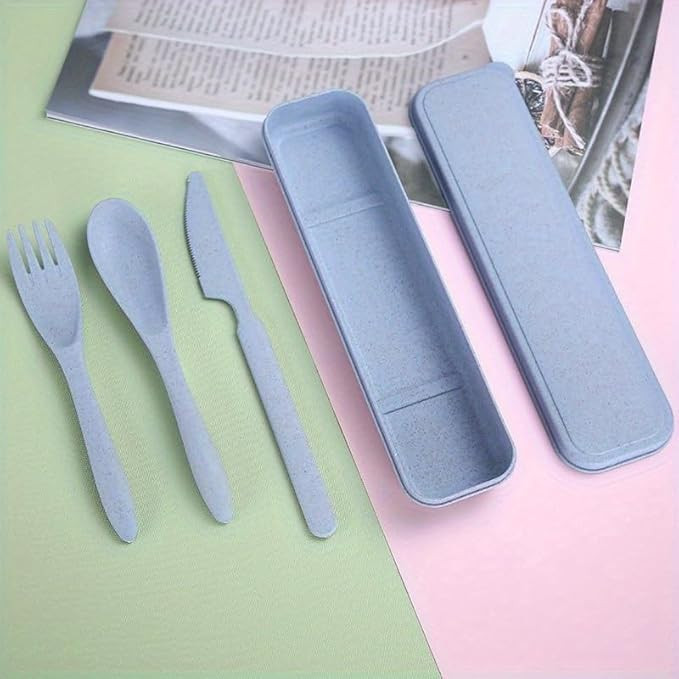 Trinity Cutlery Set Wheat Straw Dinnerware Set Portable Tableware Knife Fork Spoon Set Travel Cut... | Amazon (US)