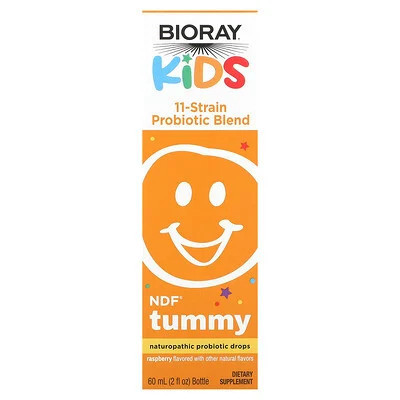 Bioray, Kids, NDF Tummy, 11-Strain Probiotic Blend, Raspberry, 2 fl oz (60 ml) | iHerb