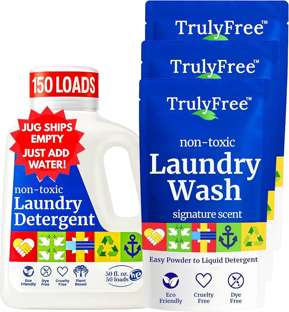 Truly Free Natural Laundry Detergent for Sensitive Skin | Eco Friendly, Plant Based, Baby Clothes... | Amazon (US)