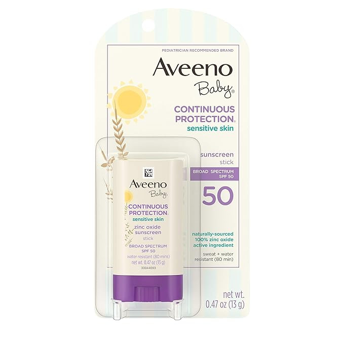 Aveeno Baby Continuous Protection Sensitive Skin Mineral Sunscreen Stick with Broad Spectrum SPF ... | Amazon (US)