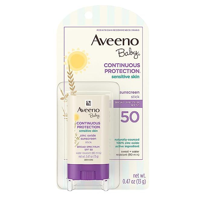 Aveeno Baby Continuous Protection Sensitive Skin Mineral Sunscreen Stick with Broad Spectrum SPF ... | Amazon (US)