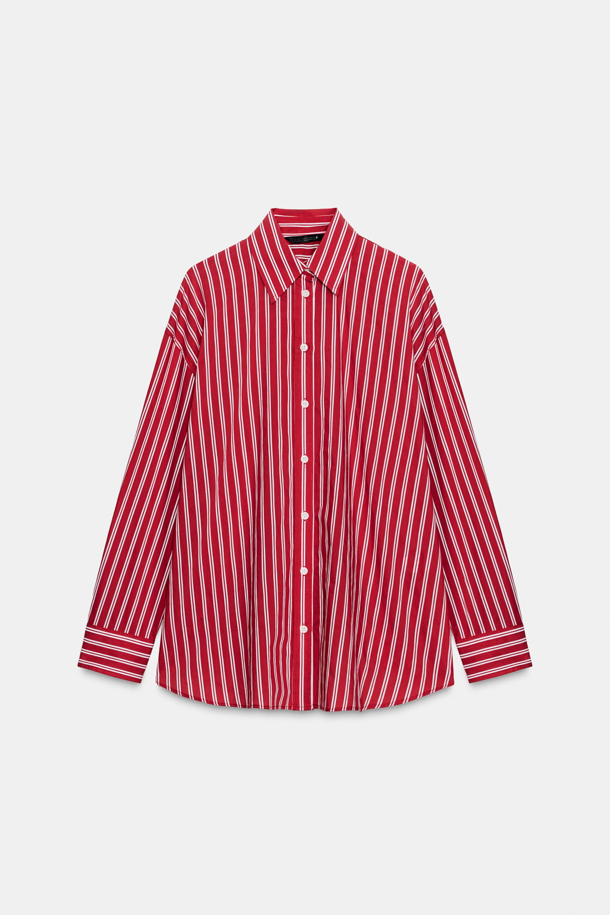 STRIPED OVERSIZED POPLIN SHIRT | Zara Canada