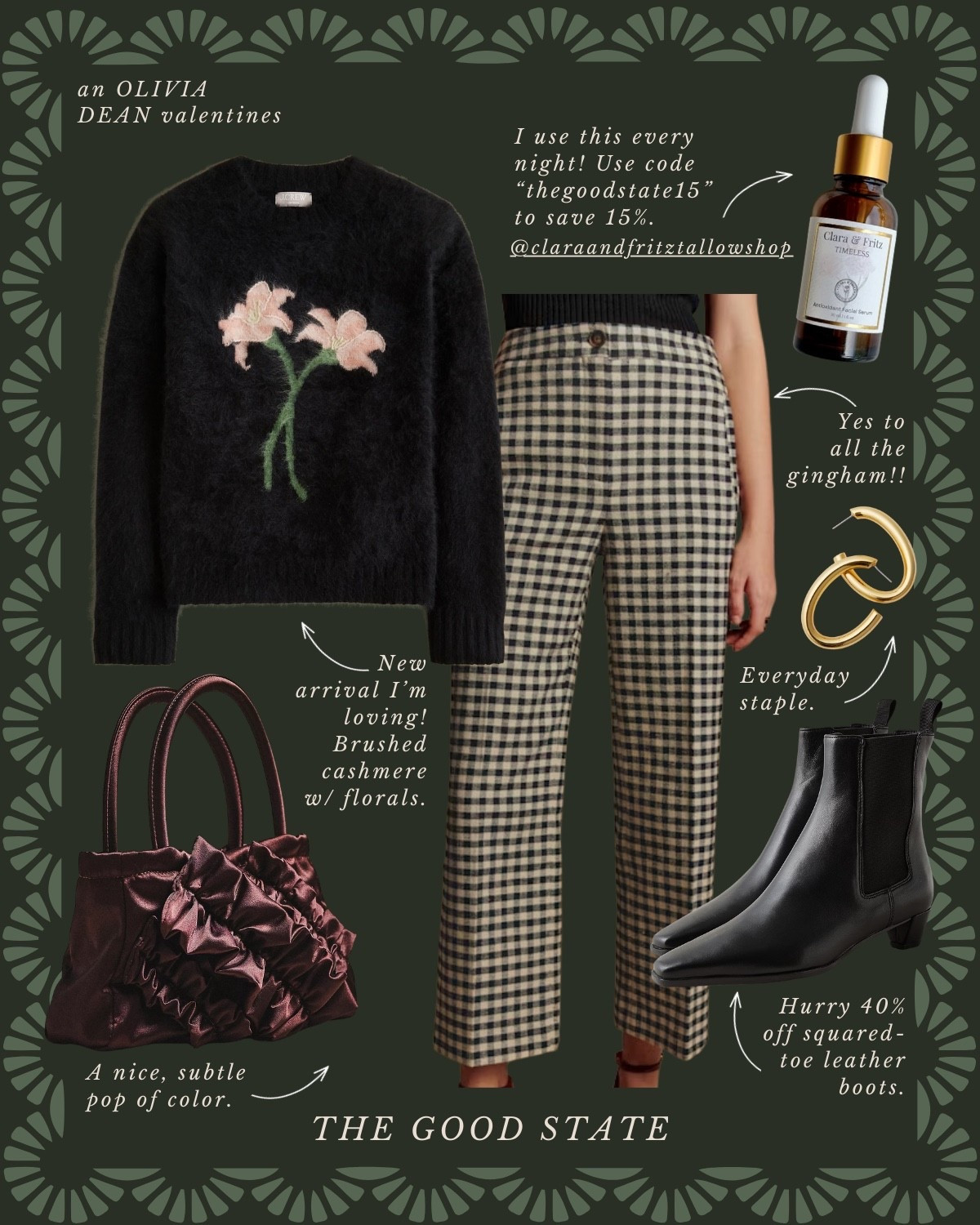 An Olivia Dean Valentines Day🎀

Valentine’s Day, galentines day outfit, ootd, 12th tribe, Tuckernuck, Anthro, anthropologie, beauty, outfit idea, preppy, classic, timeless, beaded purse, leopard, kitten, heels, satin dress, two-piece outfit, sneakers, earrings, trending, concert, outfit, Valentine’s Day, outfit, little black dress, date, night, outfit, heart, necklace, heart, jewelry, socks, earrings, sunglasses, quince, Amazon fashion, Nordstrom, Walmart, fashion, target fashion, Sephora

#LTKValentine #LTKSaleAlert #LTKWorkwear