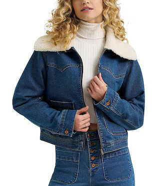 Wrangler® Utility Long Sleeve Faux-Shearling Denim Jacket | Dillard's | Dillard's