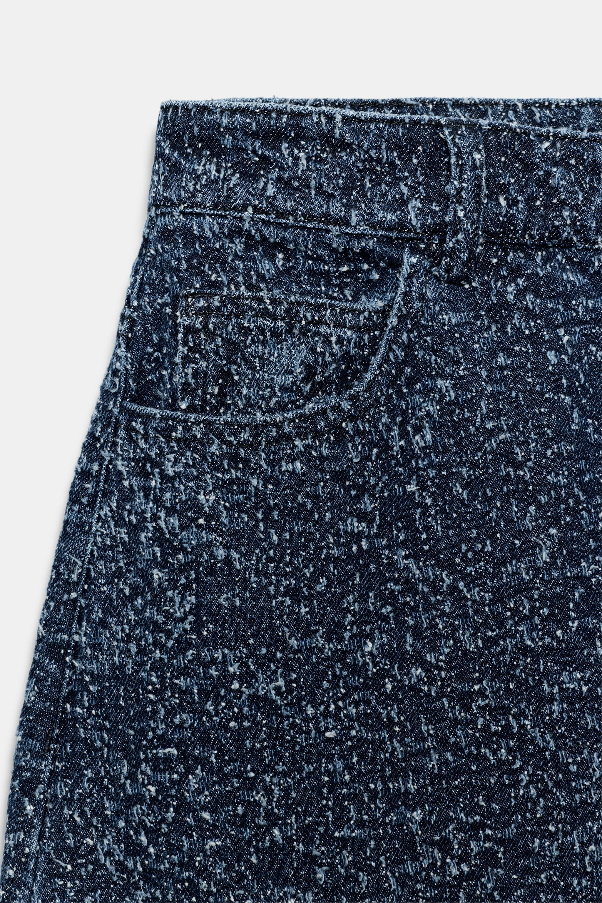 ZW COLLECTION TEXTURED MID-WAIST WIDE-LEG JEANS | Zara UK