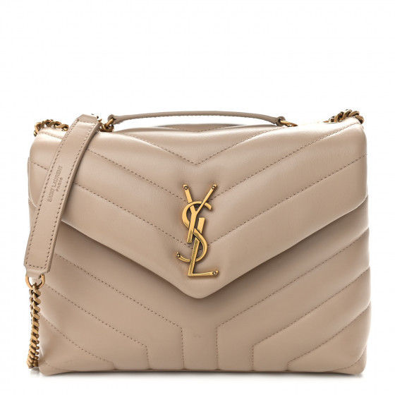 SAINT LAURENT

Calfskin Y Quilted Monogram Small Loulou Chain Satchel Dark Beige | Fashionphile