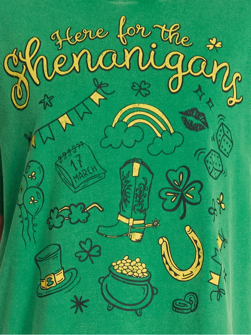 Saint Patrick's Day Women's Here for Shenanigans Graphic Tee from Way to Celebrate, Sizes S-XXXL | Walmart (US)